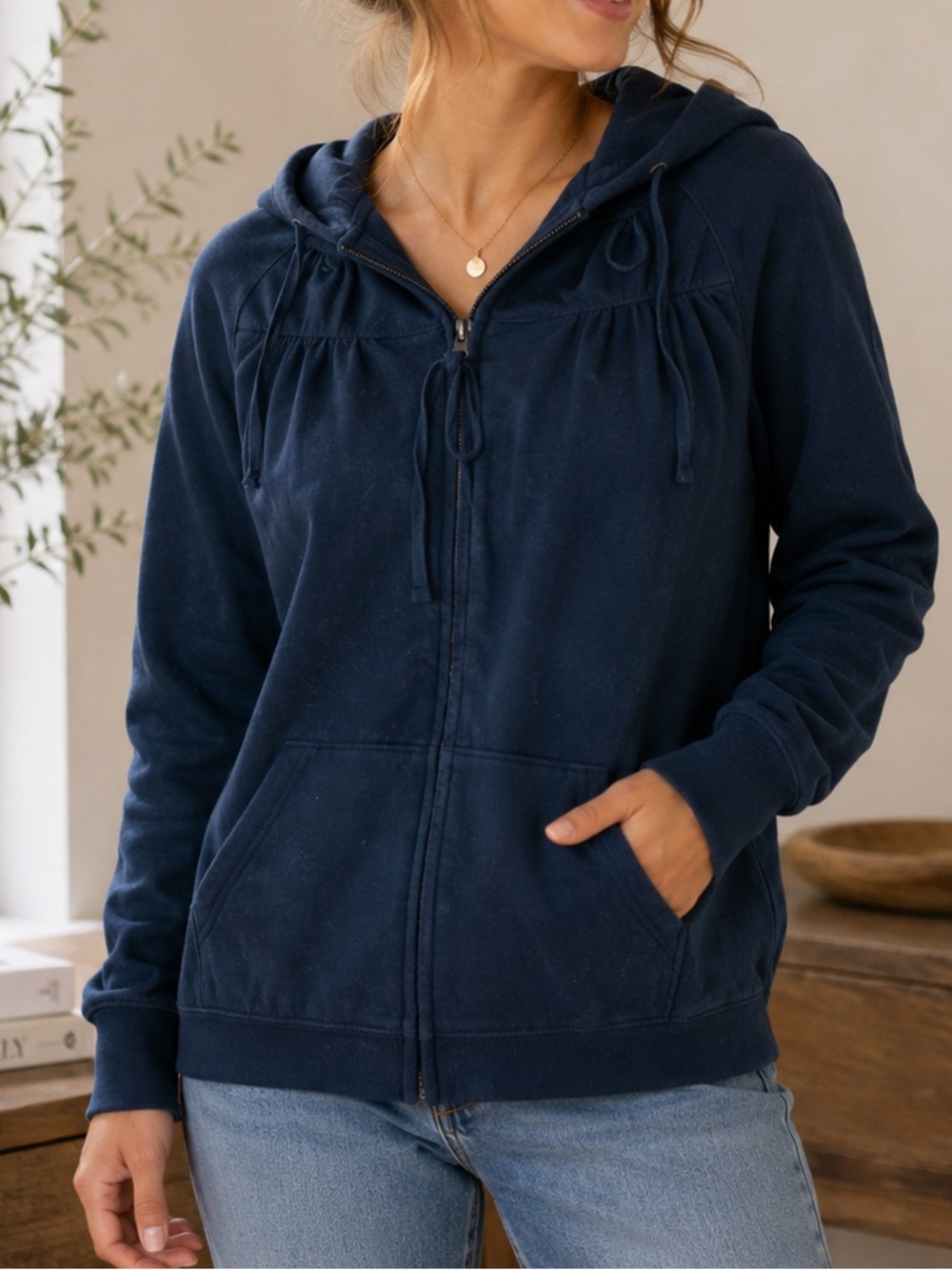 Banana Republic Black Zipper Hoodie with Front Pocket